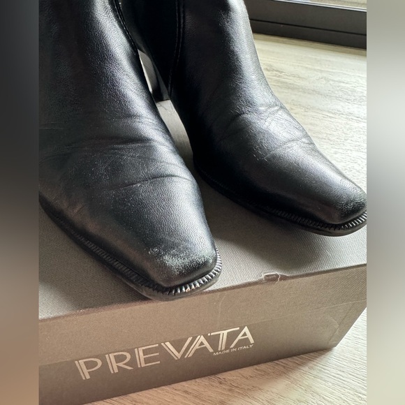 Vintage Italian Domin Nappa Black Leather Booties Stretch Fabric Buckle Details - Picture 9 of 10